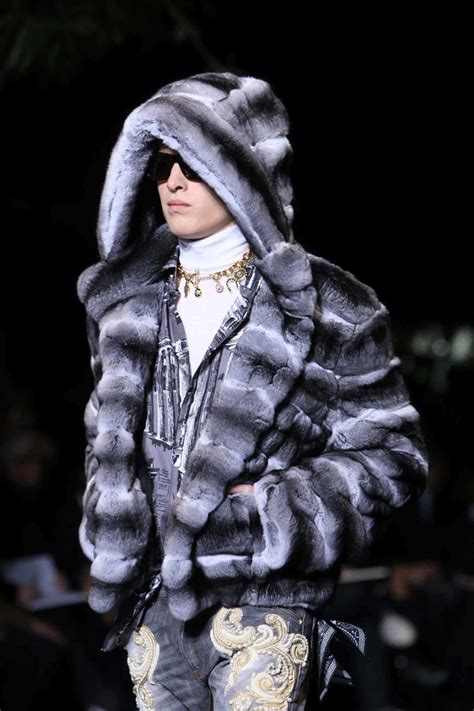 versace fur collar coat|versace jackets for men.